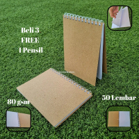 Buku Notebook Spiral Bending A5 A6 50 Lembar - Buku Catatan Cover Kraft - Note Book Aesthetic Vintag