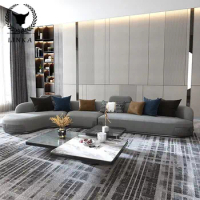 Modern light luxury style cotton linen fabric corner sofa combination living room simple solid wood high-grade furniture