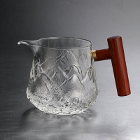 玻璃木把公道杯日式倒茶器茶海單個分茶杯耐熱功道茶杯加厚公道壺