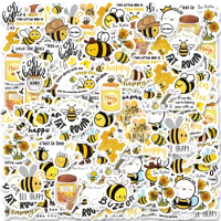 46PCS Cartoon Bee Cute Theme Stickers Decorated Laptop Water Bottle Phone Case Suitcase Guitar Classic Toys DIY Stationery Decal