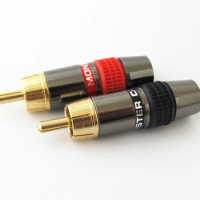 2pcs Monster Gold Plated Brass RCA Male Plug Soldering 8mm Cable Amp Connector