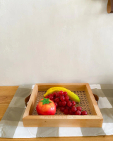 Webbing Tray - tatakan kayu mix rotan