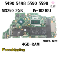 18778-1 For Dell Inspiron 5490 5498 5590 5598 Laptop Motherboard CPU:I3-10110U/I5-10210U GPU:MX250 2GB RAM-4GB DDR4 100% Work