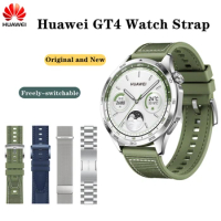 Original Huawei Watch GT4 Leather Watch Strap 22mm Green Composite Strap for GT4 46mm Titanium Wrist Band Rubber Watch Band