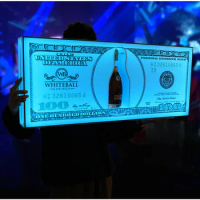Nightclub Bar LED Glowing US Dollar Messages Board Sign Liquor VIP Wine Bottle Display Holder Stand Glorifiers Service Presenter