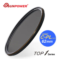 SUNPOWER TOP1 HDMC CPL 超薄框鈦元素環形偏光鏡/62mm.-送拭鏡筆