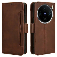 Leather Case Portable Card Wallet Funda for Vivo X100 X90 Pro Plus X80 Lite X70 X60 X50 X 70 90 X 100 Pro Flip Cover Shockproof