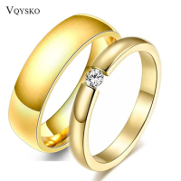 Gold Color Wedding Bands Couple Ring for Women Men Jewelry Stainless Steel Engagement Rings Anniversary Gift Design Wholesale