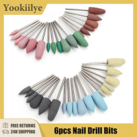 6pcs Silicone Nail Drill Milling Cutter Drill Bits Files Burr Buffer for Electric Machine Nail Art Grinder Cuticle Cutter Tools