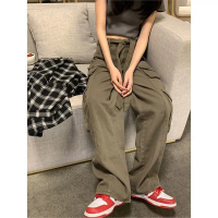 2025 Military Green Casual Pants For Women Summer New American Retro Loose Niche Versatile High Wais