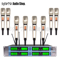 UHF Wireless Microphone System with 8 Cordless Handheld Dynamic Cardioid Mic Transmitter Professional for DJ Karaoke Adjustable