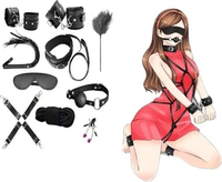 Bondage for Sex 10 Pcs BDSM Leather Bondage Sets Restraint Kits for Women and Couples hitam