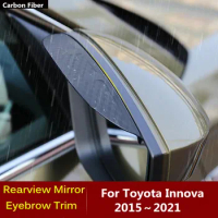 Carbon Fiber Rearview Side Mirror Visor Cover Stick Trim Frame Shield Eyebrow Accessories Rain/Sun For Toyota Innova 2015～2021
