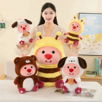 60cm Kawaii Pororo Little Beaver Loopy Plush Toys Cute Bee Bear Dress Up Stuffed Soft Doll Children Halloween Christmas Gifts