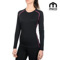 MICO 女圓領美麗諾羊毛保暖上衣 IN3702 (XS-L) /城市綠洲(義大利、排汗快乾、舒適透氣、戶外機能)