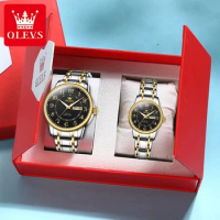 OLEVS 2891 Luxury Brand Quartz Couple Watch Waterproof Stainless Steel Watch Elegant Calendar Week D