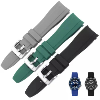 Rubber Watch accessories Band for Omega seiko rolex Tissot Curved End Straps 18 20 22 mm Bracelet Waterproof Silicone wristband