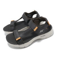 【SKECHERS】涼鞋 Go Walk 6 Sandal 男鞋 棕 橘 避震 支撐 魔鬼氈 涼拖鞋 休閒鞋(229126-OLOR)