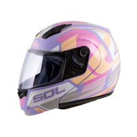 【SOL Helmets】SM-3可掀式安全帽 (原子動力_紫/粉黃) ｜ SOL安全帽官方商城