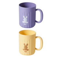 【撞色繽紛】可愛兔對杯漱口杯2件組(洗漱杯 兒童杯 親子杯 刷牙杯 情侶杯 水杯 牛奶杯子 馬克杯 浴室)