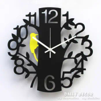 Modern14 inch ultra-silence hanged wall clocks de parede reloj petit oiseau art horloge cloche campana soittokello bel Bell sino