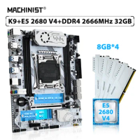 MACHINIST X99 K9 Motherboard Set LGA 2011-3 Kit Xeon E5 2680 V4 CPU Processor 32GB=4pcs*8GB 2666MHz DDR4 RAM Memory NVME M.2 SSD