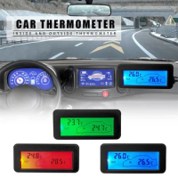 12V Car Digital Thermometer Time Watch 2 In 1 Auto Luminous LCD Backlight Digital Display Car Styling Accessories