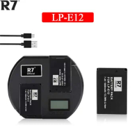 R7 1800mAh LP-E12 LP E12 Camera Battery and Fast LCD Charger for Canon M 100D Kiss X7 Rebel SL1 EOS M10 EOS M50 DSLR