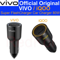 Original Vivo iQOO Flash Car Charger 80W 11V 7.3A Max PD QC For Vivox90 X70 X60 Pro Plus X Note X Fold Plus iQOO NEO 6 Z3 5 3