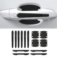 14PCS Car Door Handle Bowl Scratch Protector Carbon Fiber Stickers Rearview Mirror Protection Strip For Car Auto Accessories
