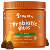 Zesty Paws Probiotic Bites for Dogs - Canine Nutritional Supplement with Six Probiotics for Gut Heal