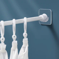 2pcs/set Strong Curtain Rod Bracket Holders Hooks Self-adhesive Rod Holder Clothes Rail Bracket Toilet Bathroom Accessories