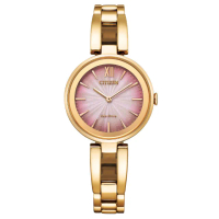 【CITIZEN 星辰】LADYS 漸變櫻花粉光動能手鍊女錶/28mm(EM0809-83Z)