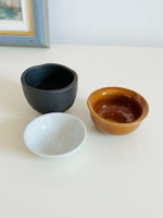 日本中古 三個陶瓷粗陶一口杯