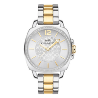 COACH 時尚女士晶鑽錶 34mm 女錶 手錶 腕錶 14503143 銀/金雙色鋼錶帶(現貨)▶指定Outlet商品5折起☆現貨