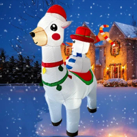 6FT Lovely Inflatable Christmas Alpaca with Gift Bags Christmas Wreath Adorable Inflatable Christmas Llama Outdoor Yard De