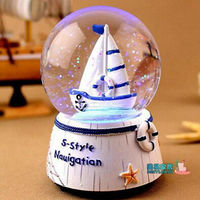 水晶球 創意旋轉雪花帆船水晶球音樂盒八音盒兒童女生日禮物情侶圣誕禮品 雙十一購物節