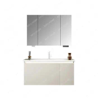 Bathroom Cream Style Bathroom Cabinet Combination Smart Induction Mirror Cabinet
