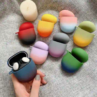 Gradient Color Headset Protect Cover Headphone Case For Google Pixel Buds 2 Luxury Earphone Case With Hook Keychain