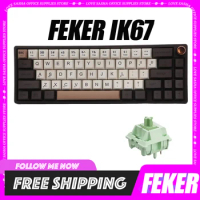 Feker Ik65 Mechanical Keyboard Bluetooth 2.4g Hot Swap Matcha Switch Gasket Pbt Keycaps 3modes Rgb 65% Knob Keyboard