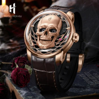 Lucky Harvey Limited edition Skull shape dial series Automatic LH001 movement mechanical watches for men Luminous business watch