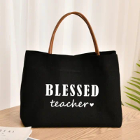Blessed Teacher Print Tote Bag Gifts for Teacher Book Bag Women Canvas Beach Bag Shopping Bag Travel Bag Customize Dropshipping