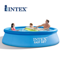LZD INTEX26166 15 ไม้บรรทัดชุดสระว่ายน้ำรูปจานครอบครัวชั้นวางท่อสระว่ายน้ำวิลล่าสระว่ายน้ำ 457*107cm