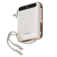 แบตสำรอง 10000mAh UVOLT Power Bank (CCC) แบบ 3-in-1 ชาร์จเร็ว 22.5W มีสายในตัว - UVP10AC-01 (สีครีม)