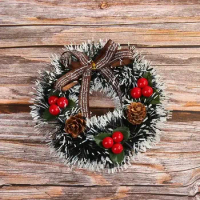 Christmas Wreath Artificial Flower Christmas Ornaments Pendant Garland Christmas Decorations for Home Navidad 2022 New Year Gift