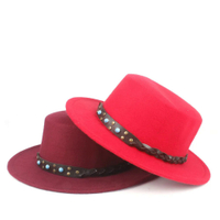 2019แฟชั่นใหม่ขนสัตว์แบนหมวกด้านบนสำหรับผู้ชายผู้หญิง Fedora ปีกกว้างหมวกพรรคหมวกปานามาหมวกขนาด56-58CM6999