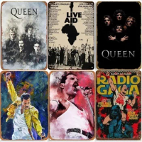 Metal Tin Sign Poster Classic Queen Band Tin Sign Metal Plaque Poster for Bar Club Wall Decor Home B