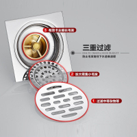地漏 落水頭 防臭地漏 地漏芯 水孔蓋 集水槽 排水孔座304不銹鋼地漏防臭廚衛生間淋浴室廁所通用四方形拉絲銀地漏陽臺