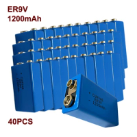 40PCS ER9V Battery 1200mAh 9V 6F22 6LR61 Li-SOCl2 Lithium Batteries Bateria Baterias For Alarm device Deep Drilling