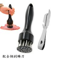廚房工具家用斷筋嫩肉針日本松肉針敲肉錘不銹鋼牛排扎孔器豬皮插